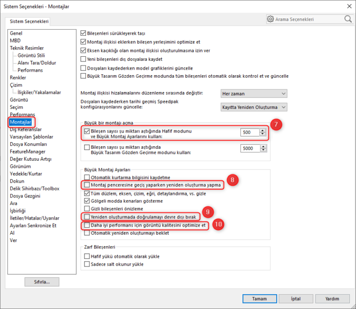 Daha İyi Bir Performans Için SOLIDWORKS Ayarları - TEKYAZ Blog