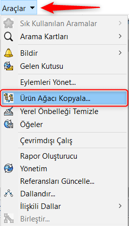 ürün ağacını kopyala