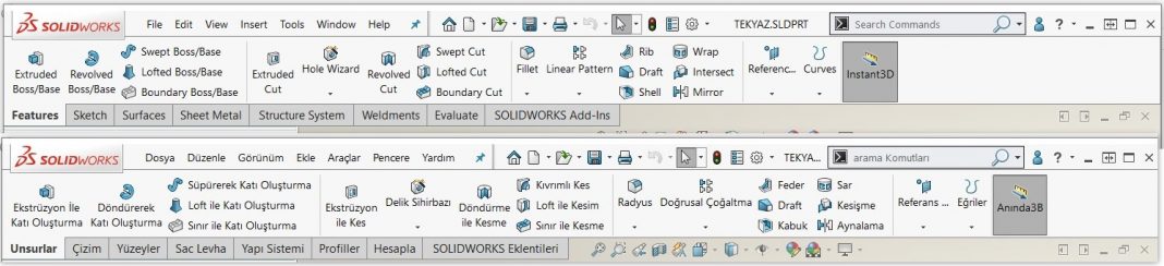 Solidworks Komutlarinin Ingilizce Turkce Karsiliklari Tekyaz Blog