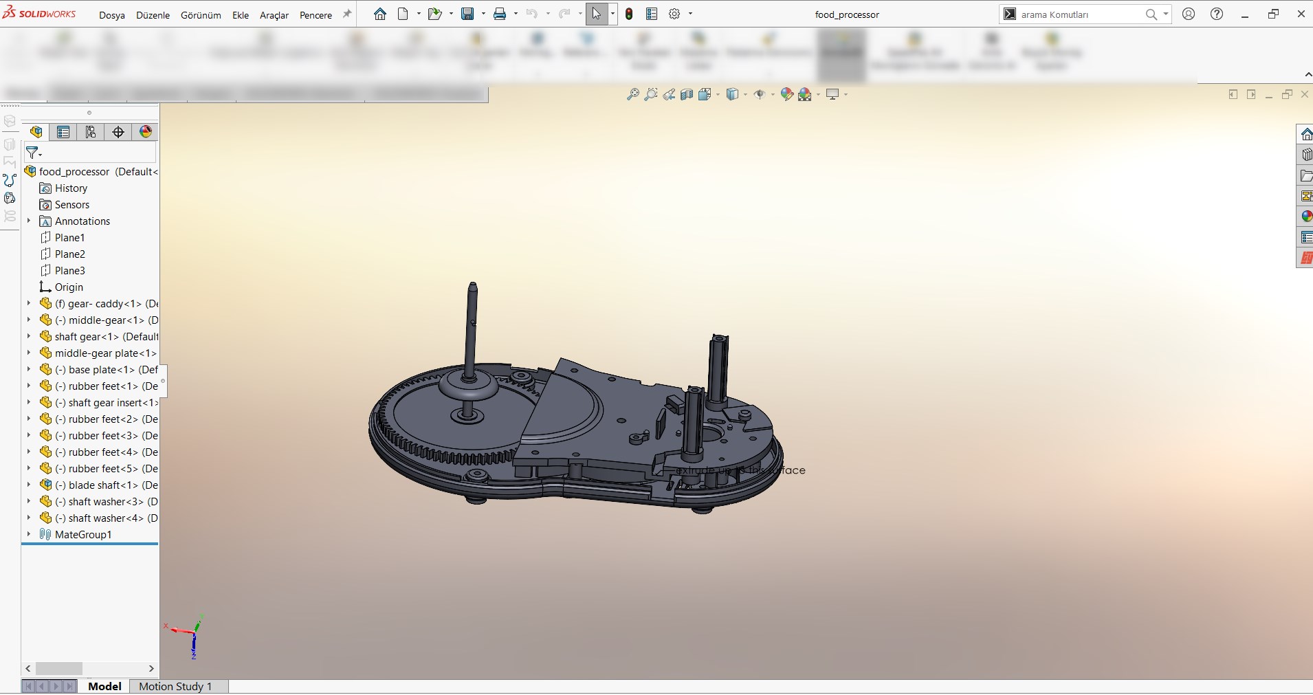 SOLIDWORKS Model Ekranı