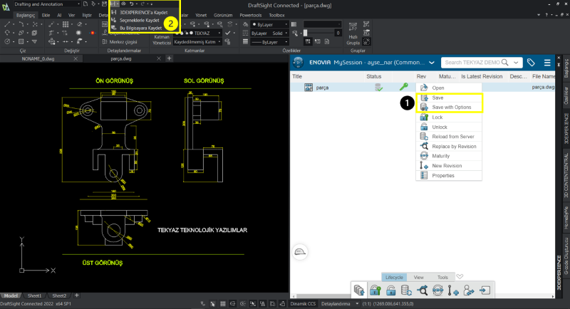 3DEXPERIENCE DraftSight'ta İki Aşamalı Kayıt