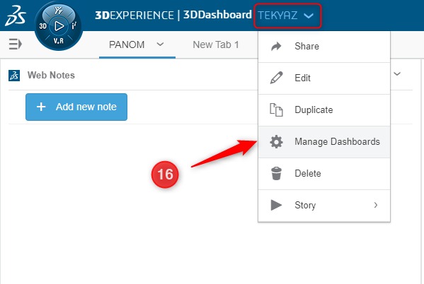 3DEXPERIENCE Dashboard ayarları