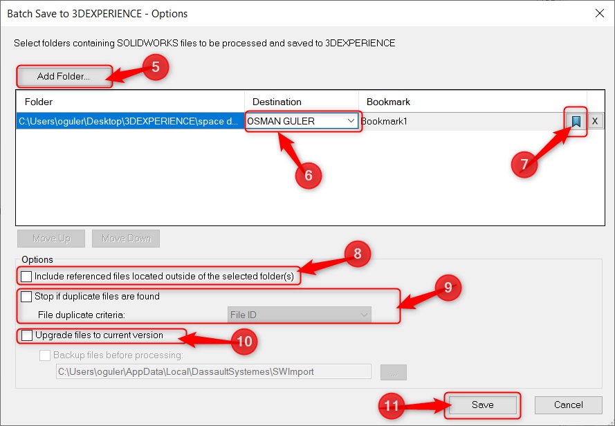 Batch Save to 3DEXPERIENCE - Options