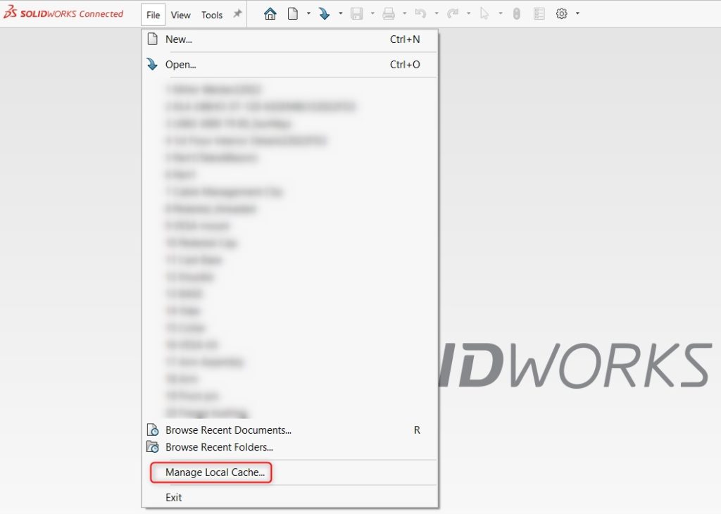 SOLIDWORKS Connected Cache Manage