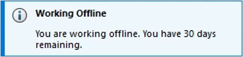 Working Offline Uyarı Ekranı