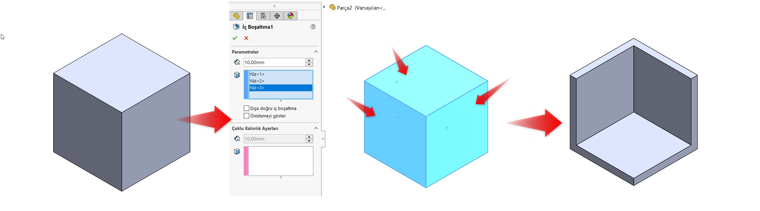 Çoklu kalınlık ayarı için örnek geometri