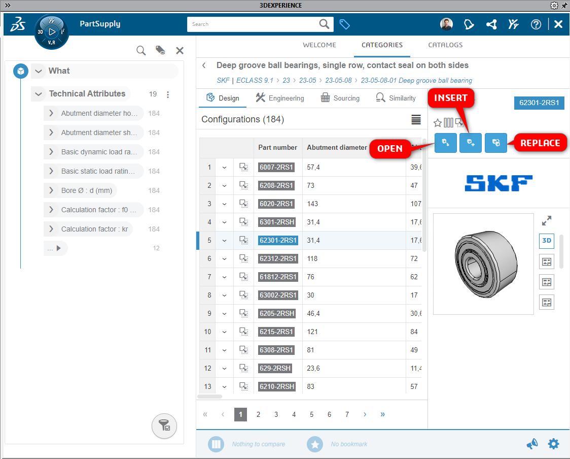 SOLIDWORKS PartSupply - Open, Insert, Replace