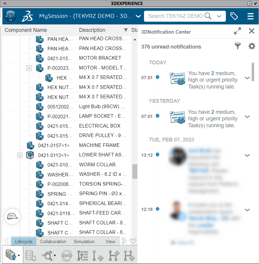 MySession Panel - 3DNotification Center