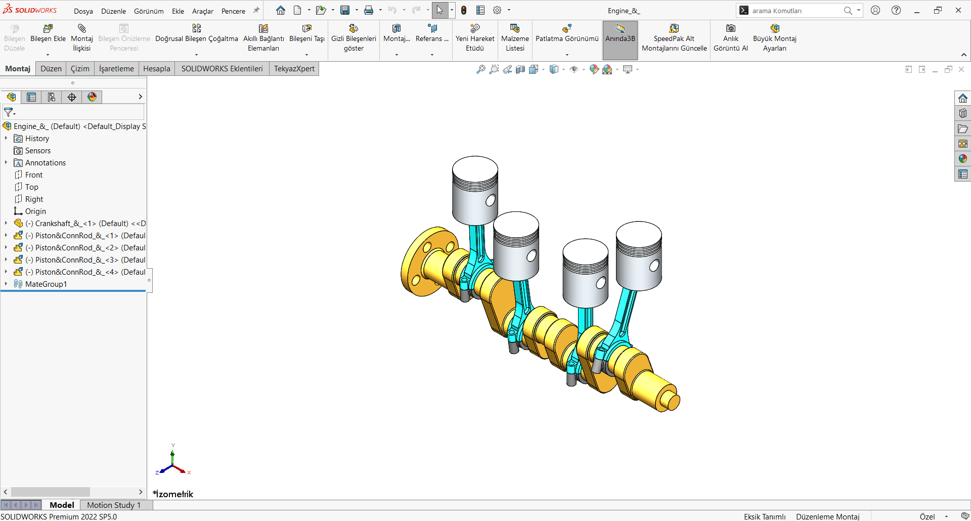 Piston-Krank Montajı