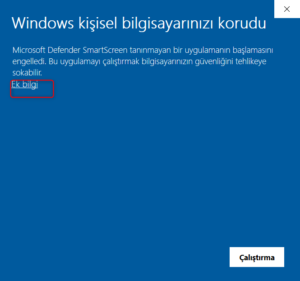 TEKYAZXpert Kurulum İşleminde Windows Uyarısı