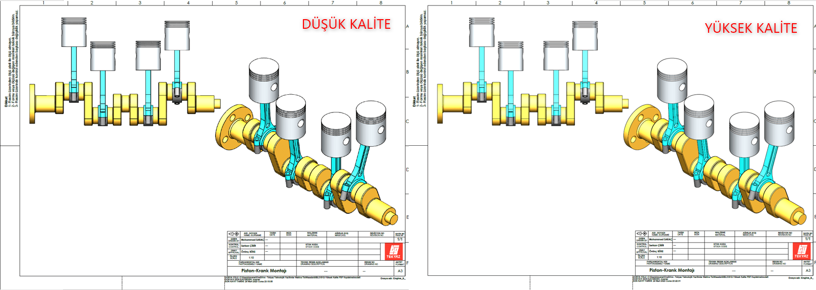 Teknik Resimden Alınan PDF Kıyaslama Sonucu