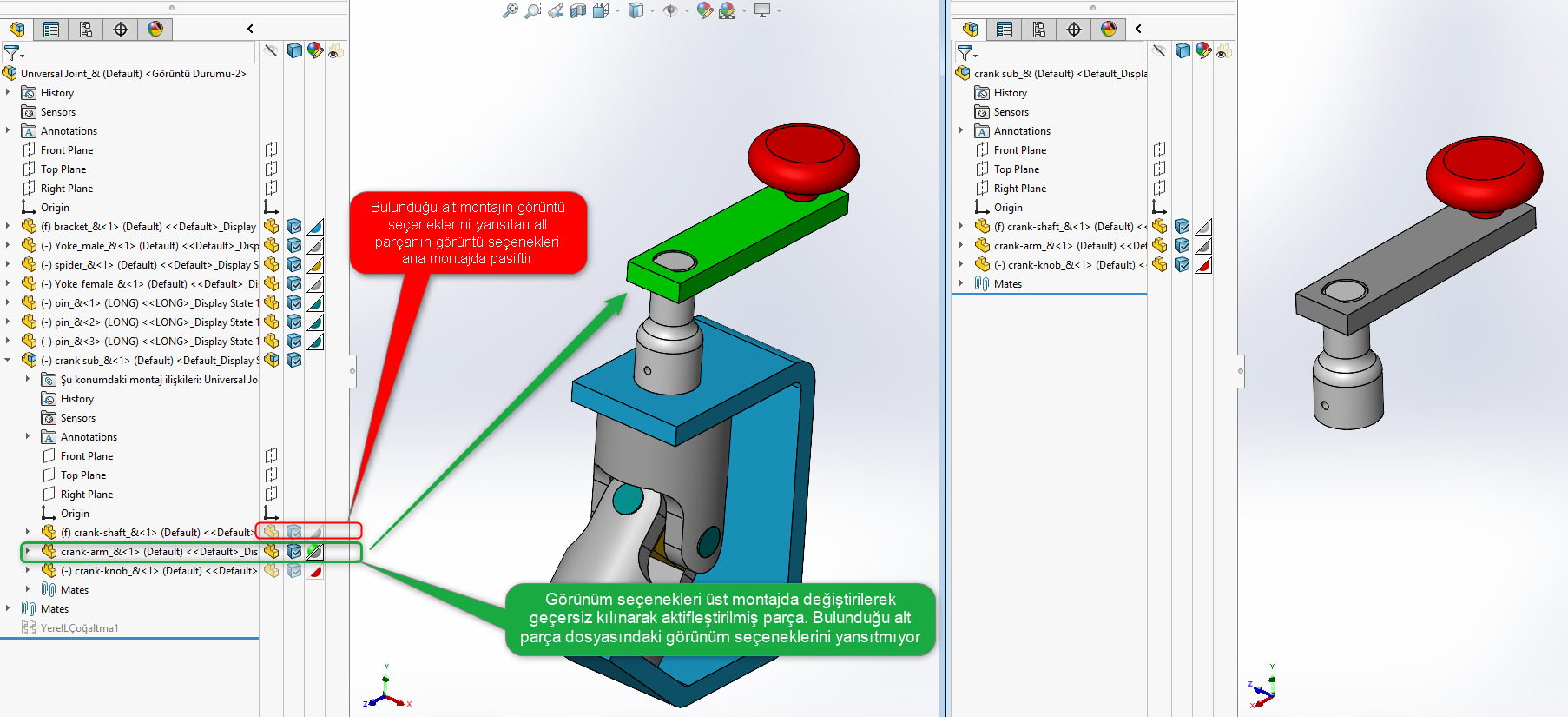 SOLIDWORKS Montaj Görünüm Rengi