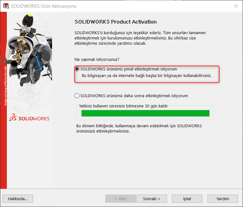 SOLIDWORKS Ürün Aktivasyonu