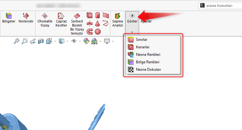 Geomagic for SOLIDWORKS Gösterim Seçenekleri