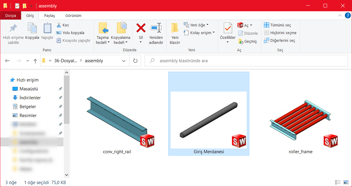 Parçayı Yeniden Adlandırma Sonrası Modelin Dosya Konumu