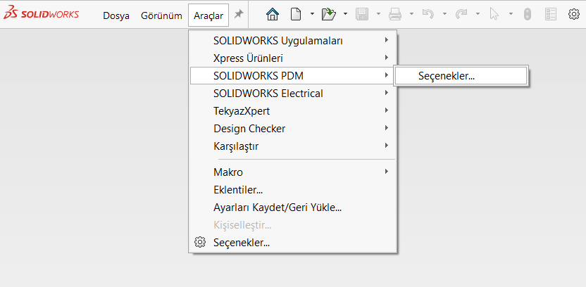 SOLIDWORKS Araçlar Sekmesi