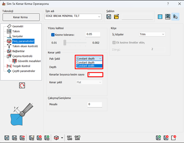 Costant Depth ve Costant Width  parametreleri