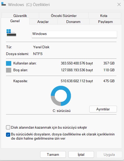 Disk Alanı Kontrol