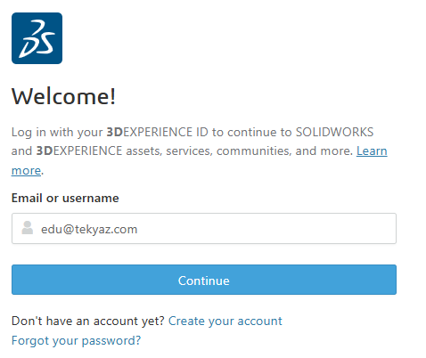 3DEXPERIENCE Hesabı için Mail Bilgileri Girme