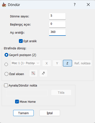 Döndür komutu