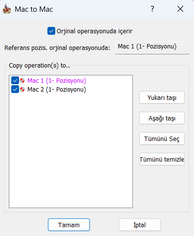 Mac to Mac menüsü