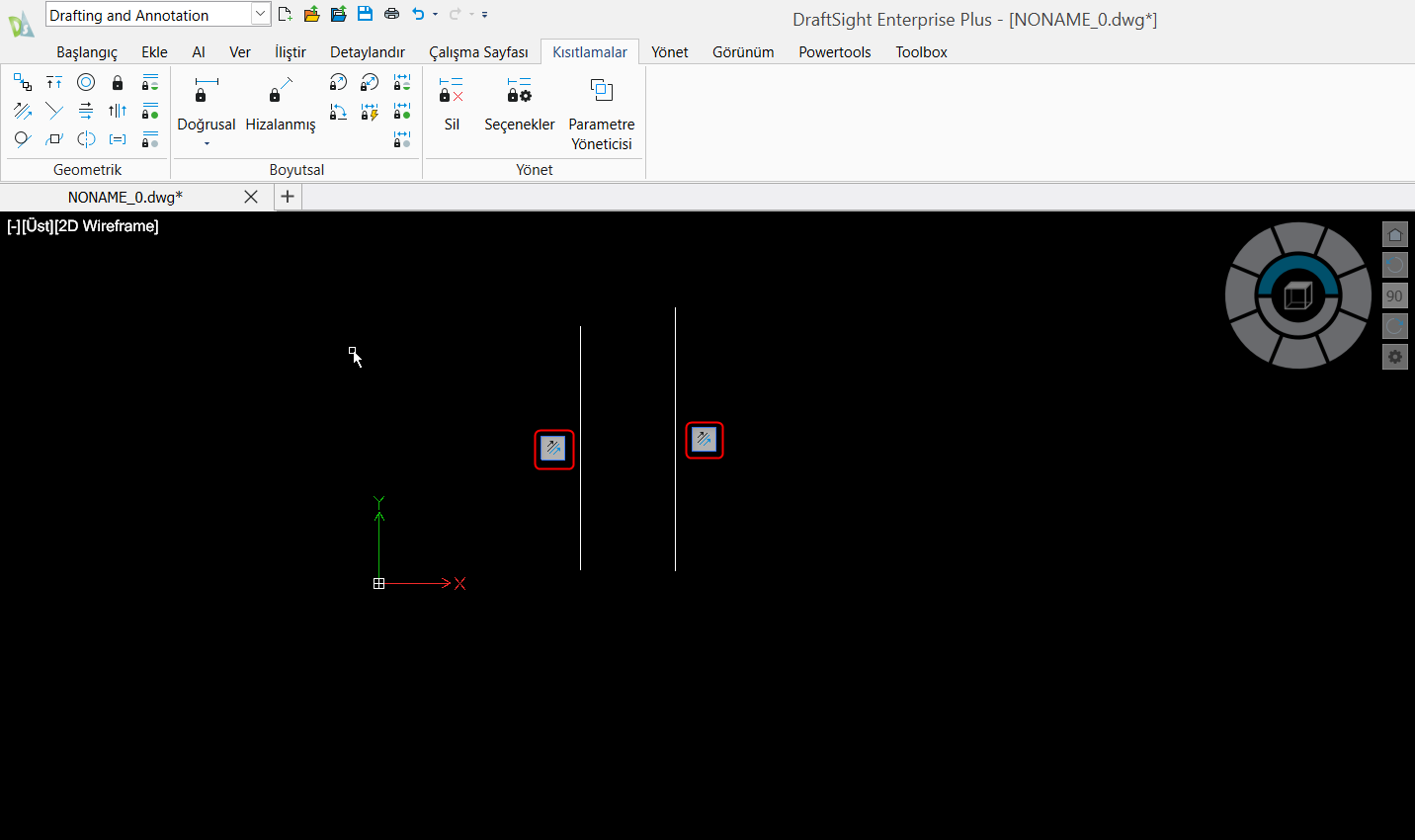 DraftSight Paralel Kısıtlama İşlemi