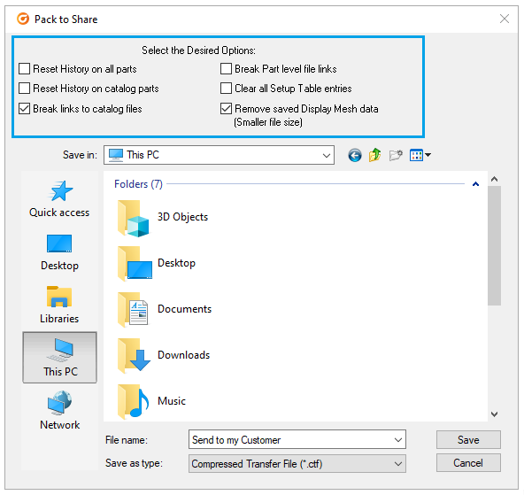 Bağlantıları veya unsurları paketle ve kaldır (Pack to Share)