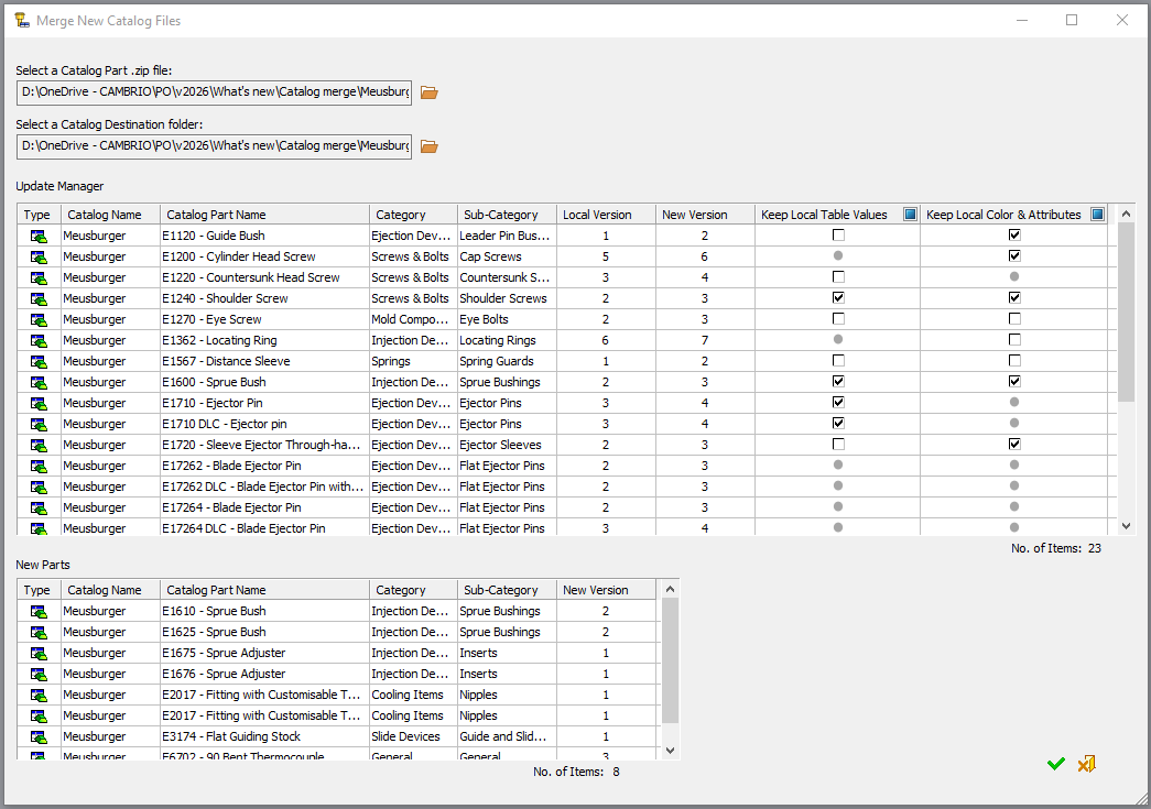Katalog parçalarını güncelleme ve birleştirme (Update and Merge catalog parts)