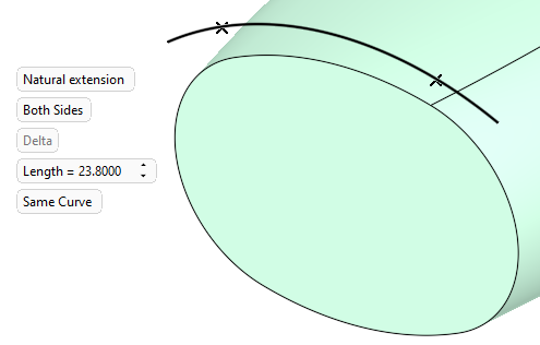 Eğrinin her iki ucunu uzatma (Extend both ends of curve)