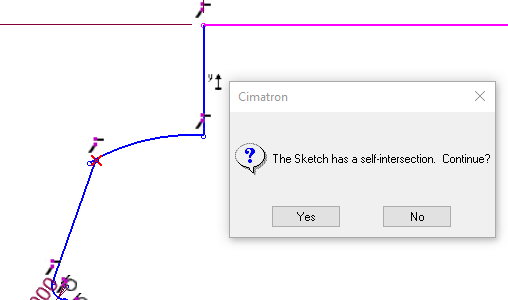 Kendi kendine kesişmeler için eskizci uyarıları (Sketcher alerts for self-intersections)