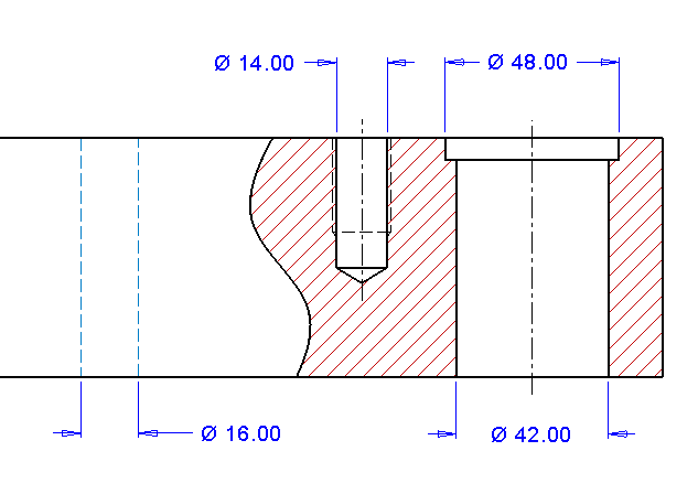 Yan görünüşteki delikler için çap sembolü (Diameter symbol for holes in side view)