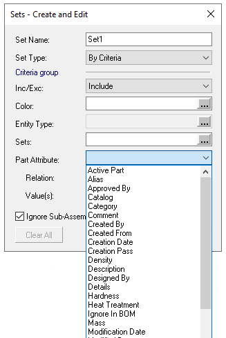 Montaj Setleri için yeni kriter seçimleri