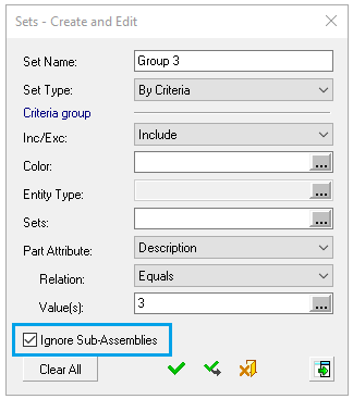 Montaj Setleri için yeni kriter seçimleri