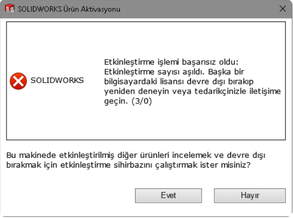 Lisans Etkinleştirme Hatası