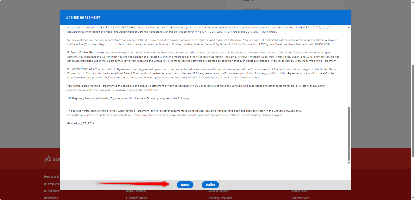 SOLIDWORKS Document Manager API lisans sözleşmesinin kabul edilmesi.