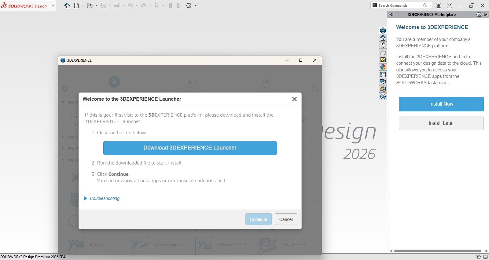 3DEXPERIENCE Launcher indirme ekranı.