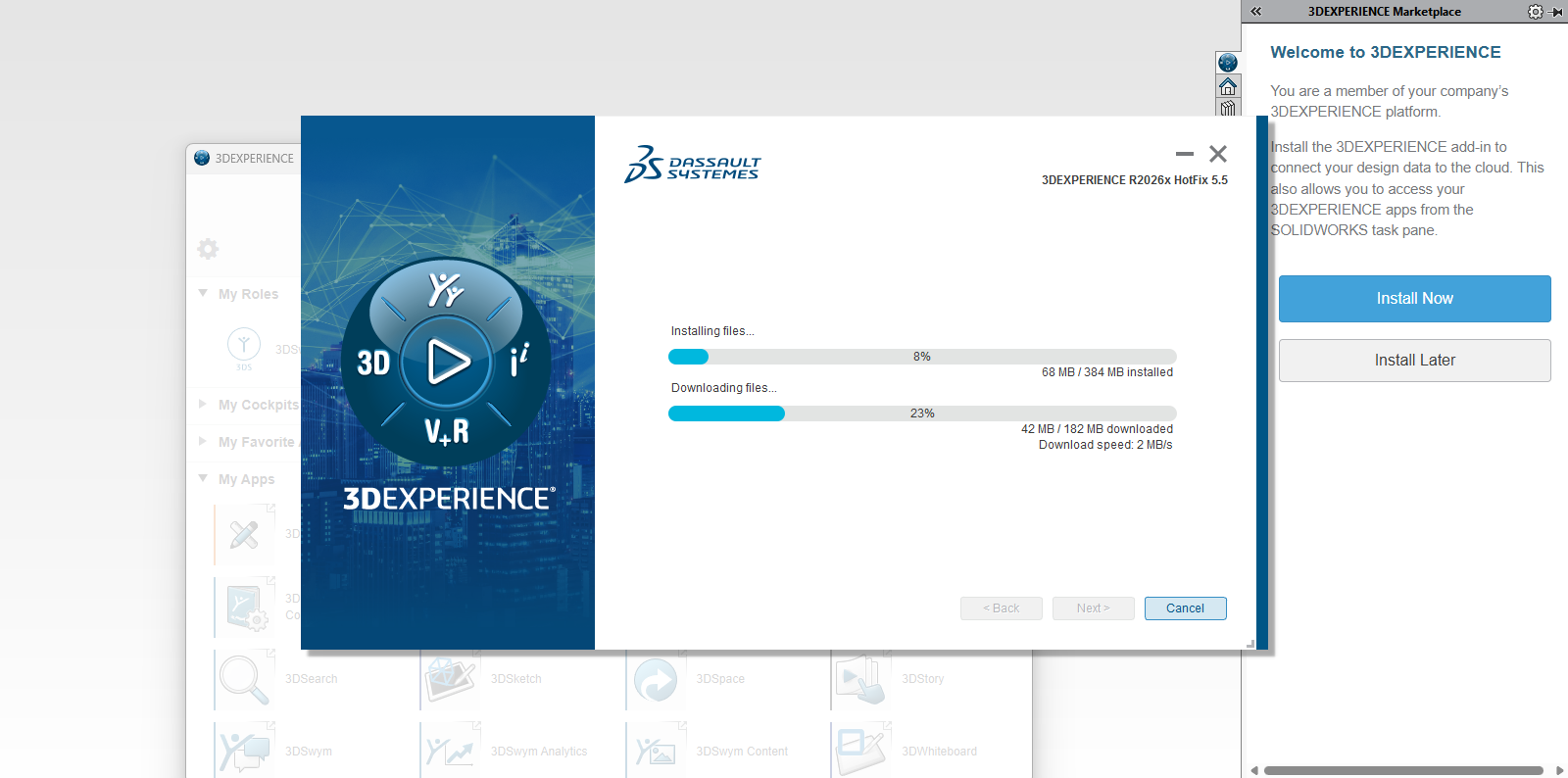 3DEXPERIENCE dosyalarının indirilmesi ve kurulması.